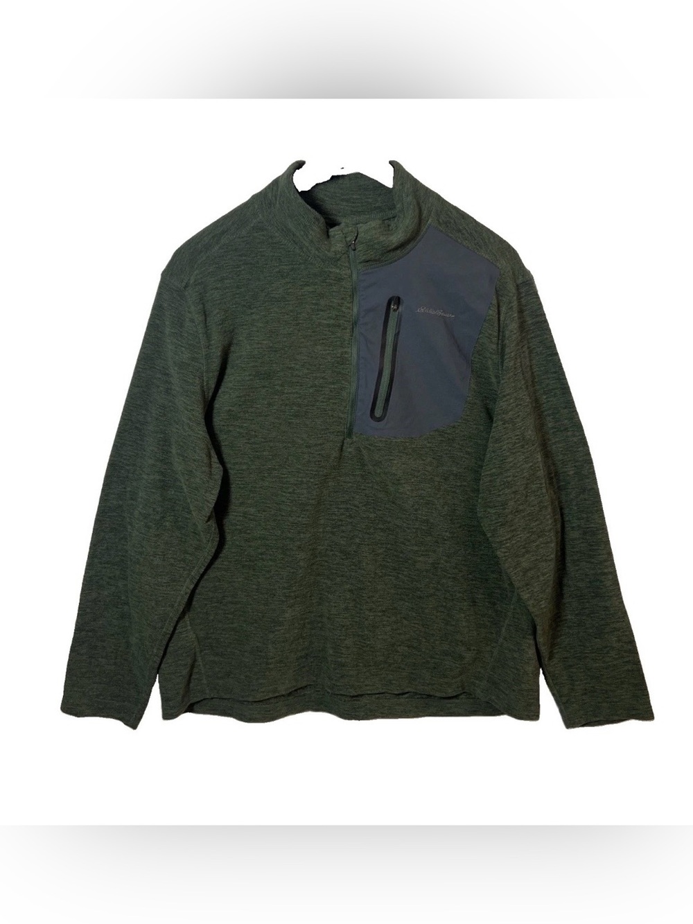 Eddie Bauer First Ascent 1/4 Zip Pullover Mens Large Green Jacket Hiking